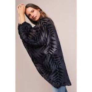 Anthropologie Floreat Velvet Burnout Kimono Womens One Size‎ Boho Open Front NWT